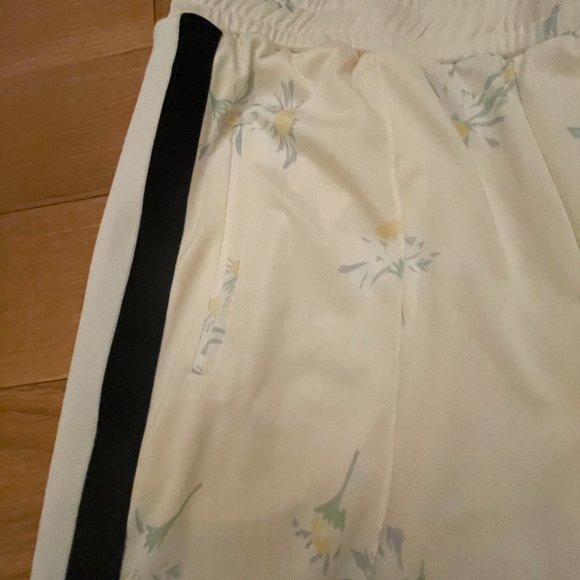 SOLD: NOT ON POSHMARK - GANNI Cream Colored Pants with Floral Designs & Stripes - Picture 2 of 6